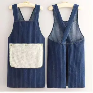 Youthful Premium Denim Apron Kitchen Wear Detachable Towel Anti Stain