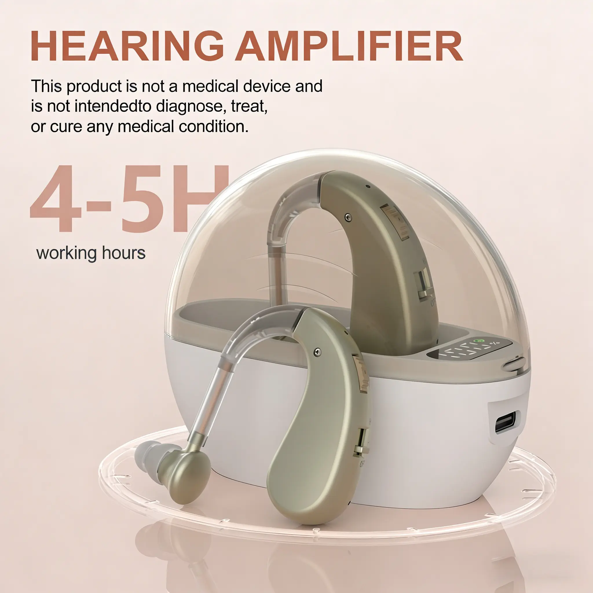 Adult Invisible Hearing Amplifier, Magnetic Charging Box, 24+96 Hours Runtime, Noise Reduction, Natural Sound, Ergonomic Design, USB Charge