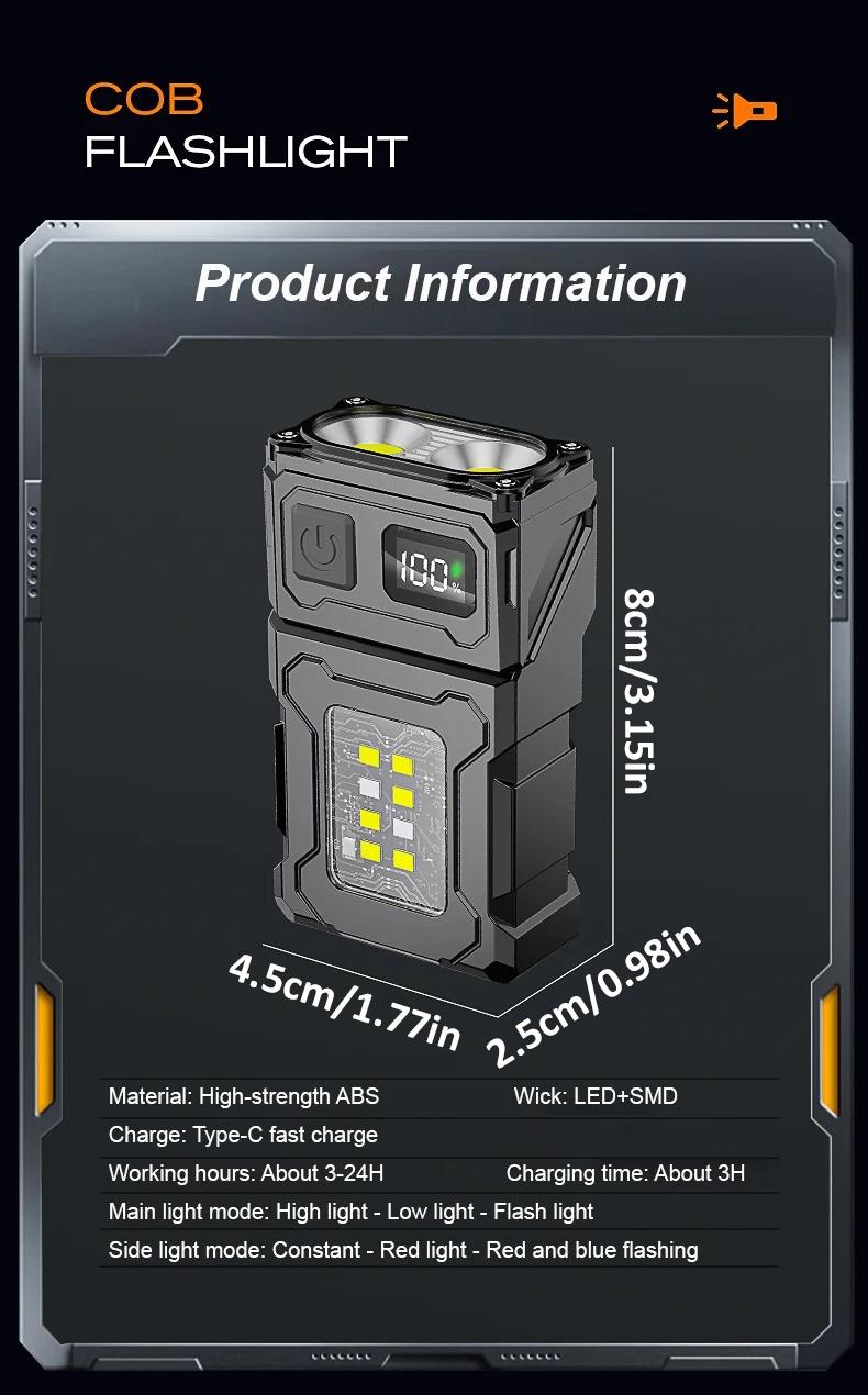 Portable Abs Flashlight, Adjustable Angle Headlamp, Magnetic Bottom, Durable for Camping, Outdoor Survival, Emergency Situations