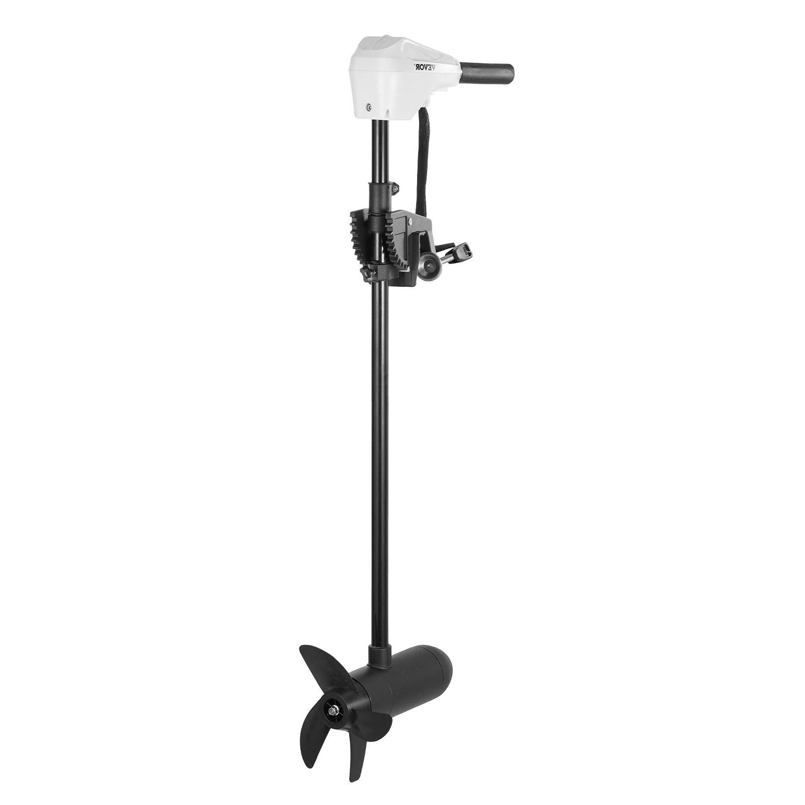 VEVOR Electric Trolling Motor, Transom Mounted Outboard Boat Motors 12V 55lbs Thrust, 8-Speed Electric Boat Engine w/ Battery Indicator, for Kayaks, Fishing Boats on Freshwater/Saltwater, 30-In Shaft