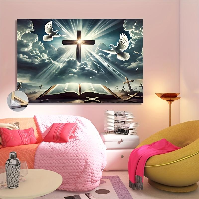 1 charming Easter poster, featuring a white dove flying amidst splendid clouds, symbolizing peace and holiness. Perfect for religious photography, church decoration, and design of spiritual themed scenes. A perfect Valentine's Day decoration for him and h