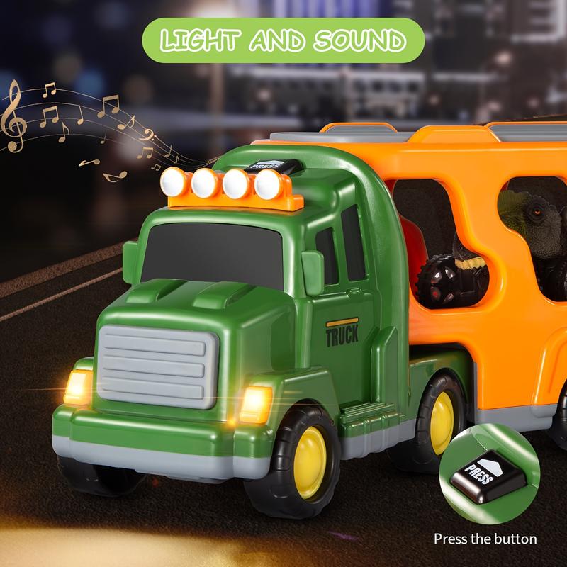 7 in 1 Dinosaur Transport Truck Toy Gifts with Mini Dinosaur lover Figures and Race Cars with Lights and Sounds Educational Play Set for Kids Birthday Christmas 7 in 1 Dinosaur Transport Truck Toy Gifts with Mini Dinosaur lover Figures and Race Cars with Lights and Sounds Educational Play Set for Kids Birthday Christmas