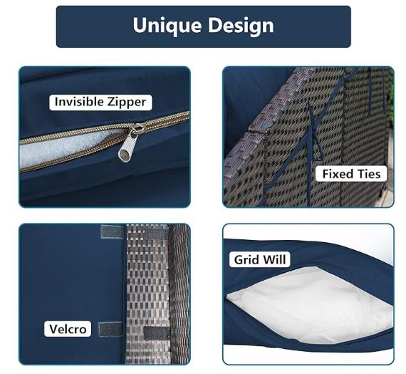 11pcs Patio Cushion Covers Replacement 25.5L“×25.5W"×3.5~4H" Seat Covers, Outdoor Cushion Slipcovers, Waterproof Chair Seat Cover for Patio Sofa Couch Furniture Outside Zipper Design