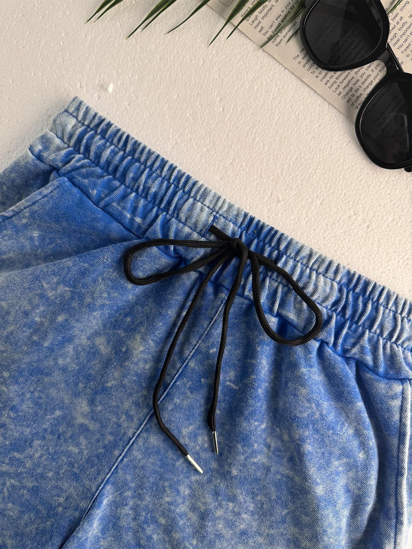 Multi-Color Washed Crop Two-Piece Set, Relaxed Chic Casual Style Fit, Vintage Short Top + Shorts, Perfect Lazy Dressing, Clothes