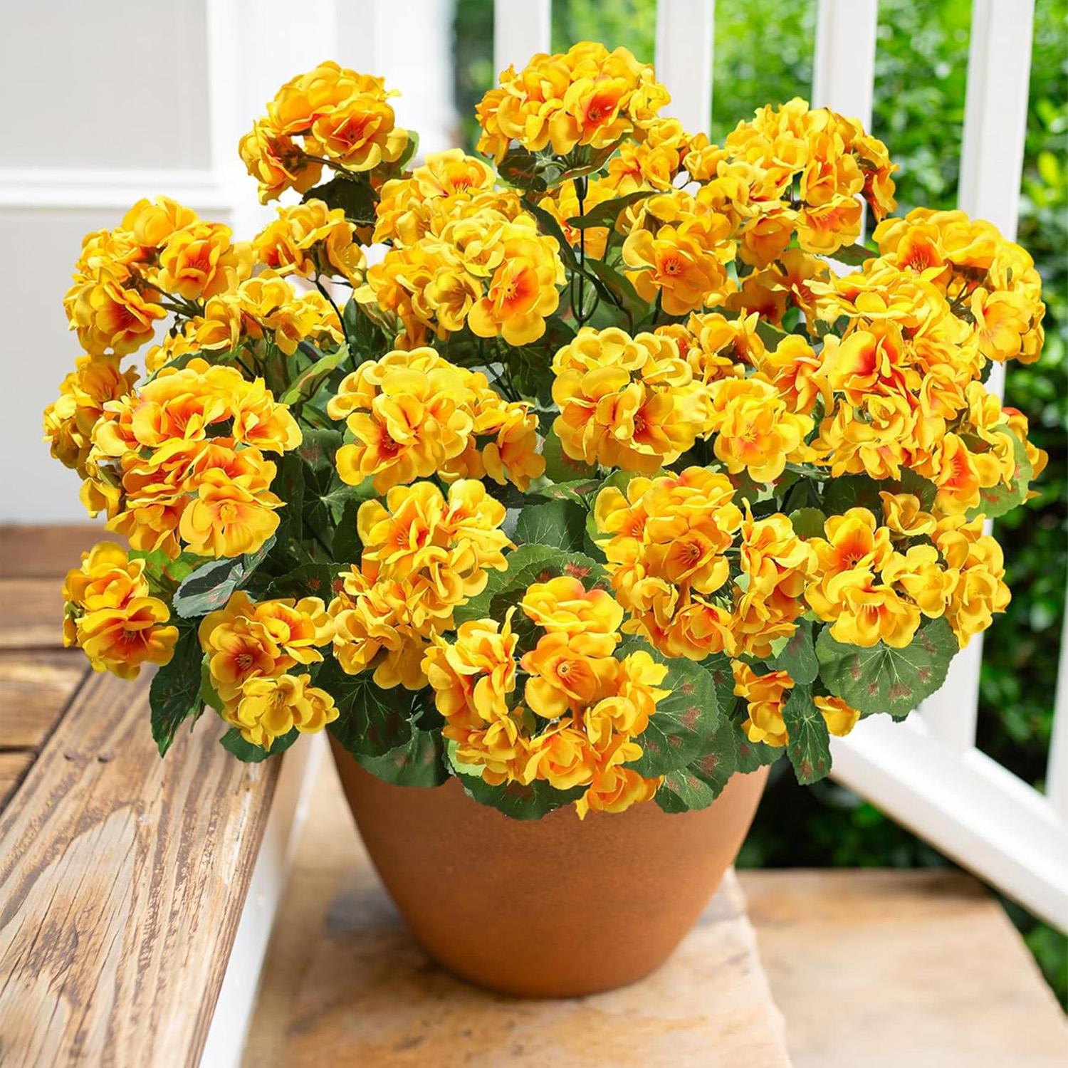 Artificial Geraniums Fake Flowers for Outdoors Decoration, 6 Bundles Silk Geraniums Flower UV Resistant Look Real Faux Plants Fake Blossom Plants for Front Door Garden Porch Planter Patio Balcony Yard Indoor Home, Mix #TOP PICKS