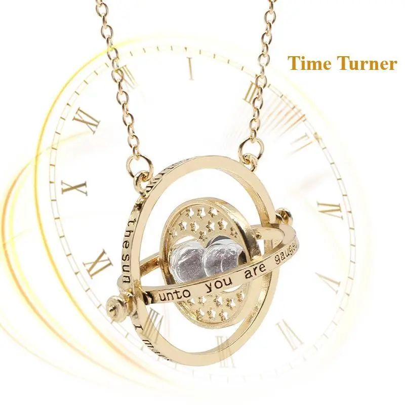 1-10Pcs Time Turner Hourglass Necklace Timer, 360-Rotatable Potters Cosplay Prop, Astronomical Time Converter, Magic School Gift Fashion Costume Jewelry Accessory