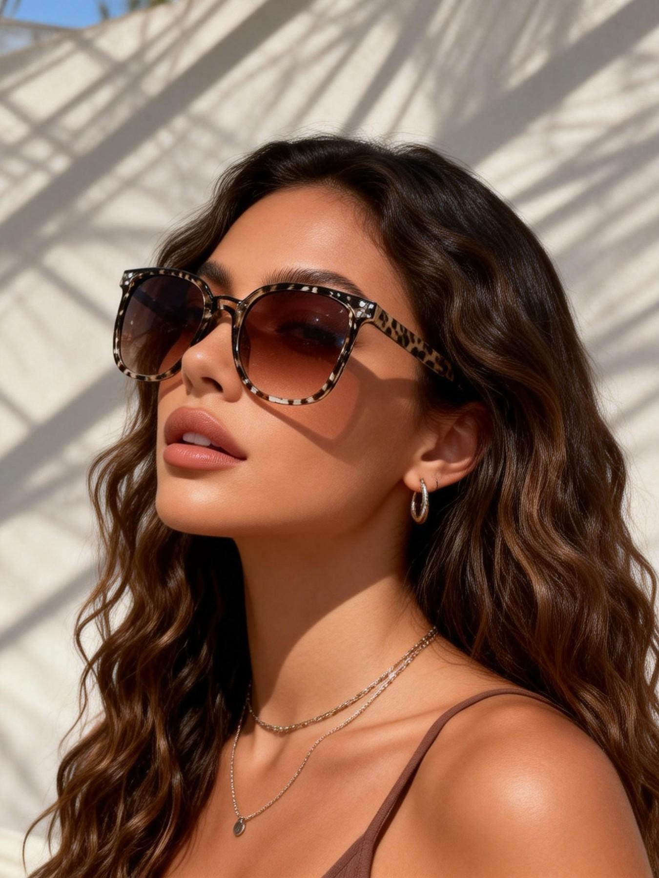 Square Casual Women's Sunglasses, Perfect for Driving, Shopping, Dating, and Daily Wear, Stylish and Comfortable Eyewear, Leopard Print Sunglasses