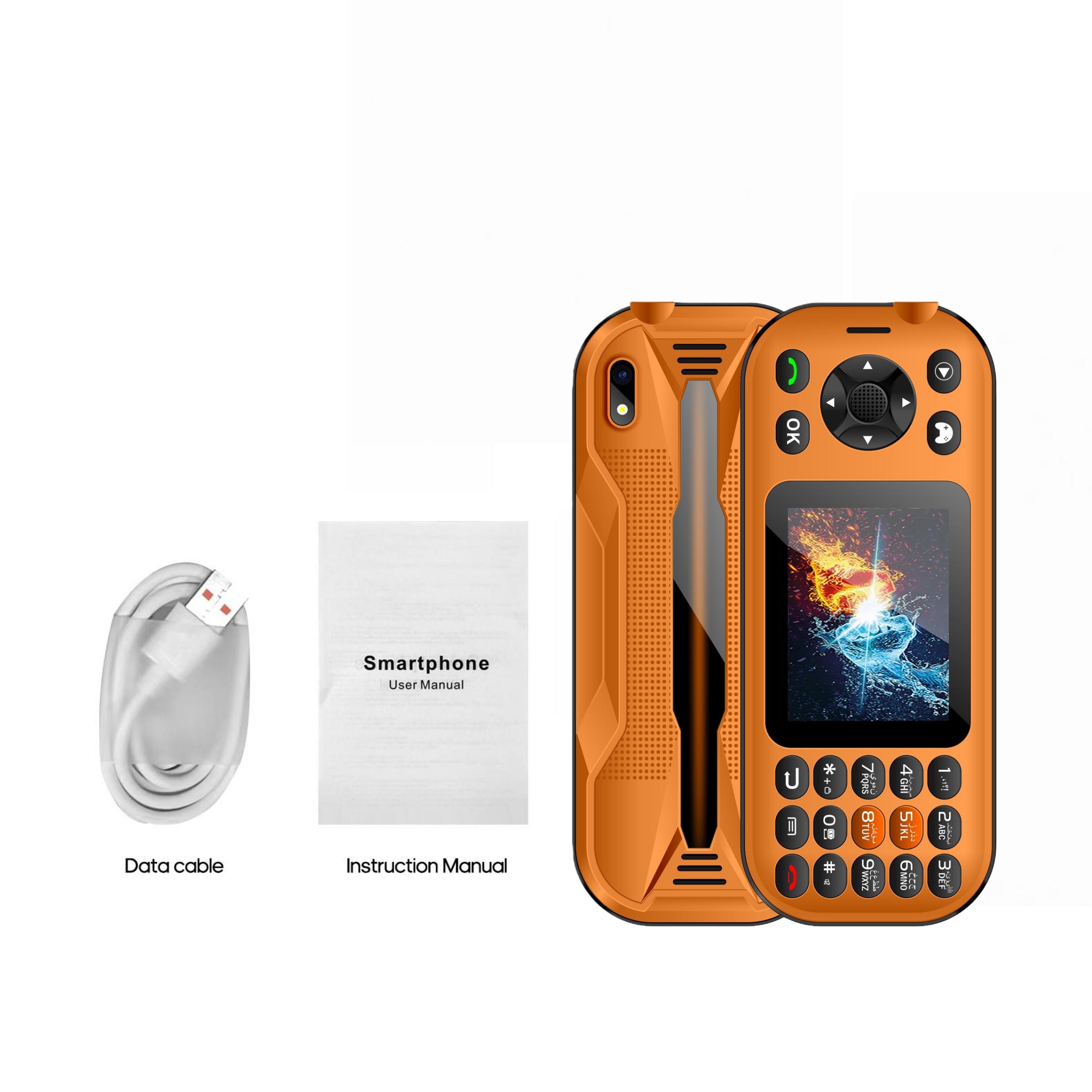 FUFFI Game Phone comes with 200 classic games pre-installed. It features a 2.8-inch screen, a 2500mAh battery, 2G network, dual SIM dual standby, a metal integrated frame, and an ultra-bright flashlight. It is a multi-functional game phone.