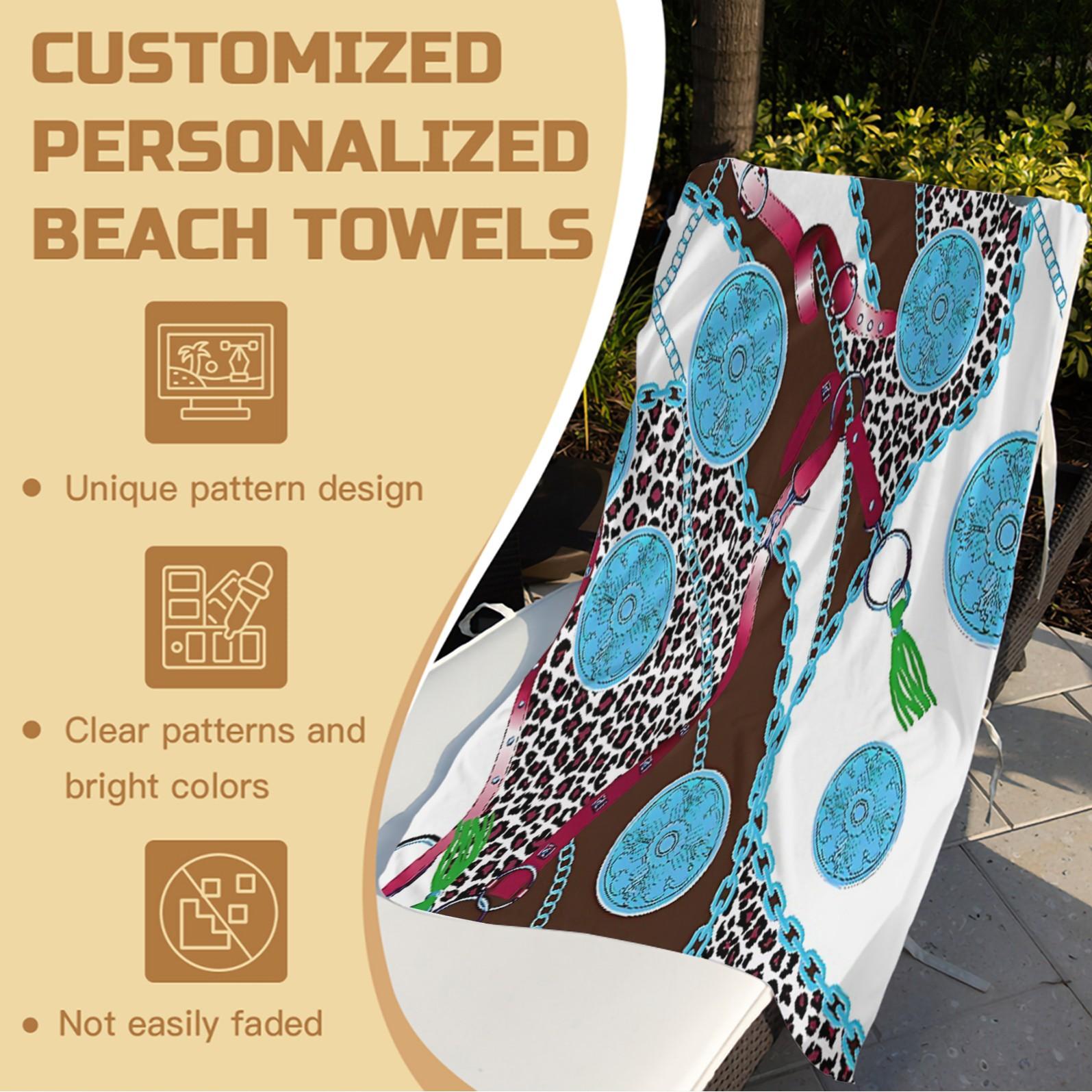European‑Style Vintage Luxury Multifunctional Beach Towel; Trendy Leopard‑Print Chain‑Patterned Quick‑Dry Pool Towel; Made of Microfiber; Lightweight and Easy to Store; Perfect for a Variety of Summer Activities