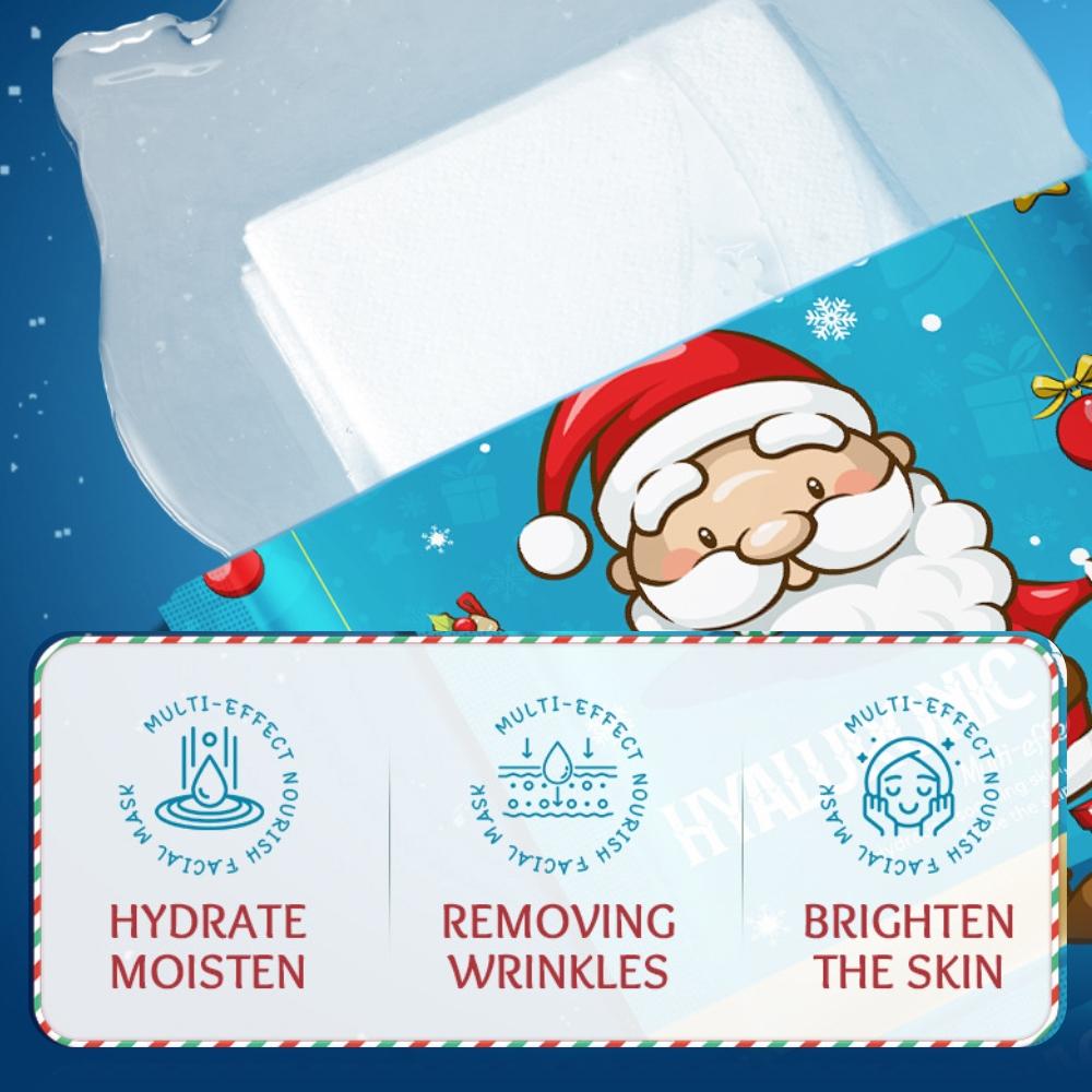 10 Pack Christmas Face Mask 25g Hyaluronic Acid Moisturizing Nourishing Skin Care Daily Skincare Products