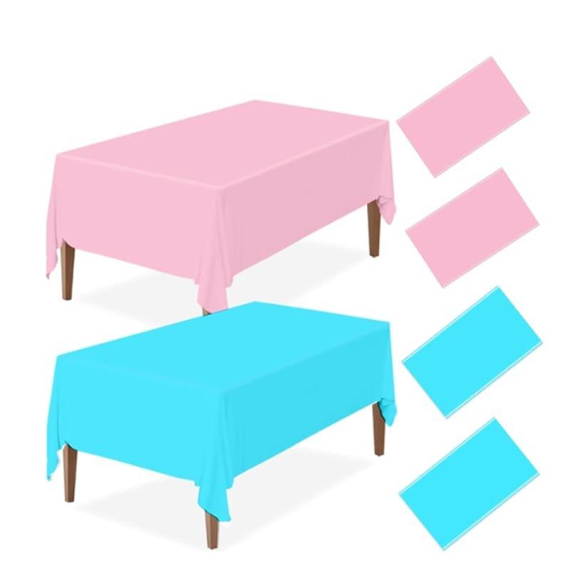 4 Pack Gender Reveal Table Cloths,Plastic Pink and Blue Table Cloth Disposable Tablecloths Rectangle Table Cover for Party Wedding Baby Gender Reveal Decorations 54×108 Inch