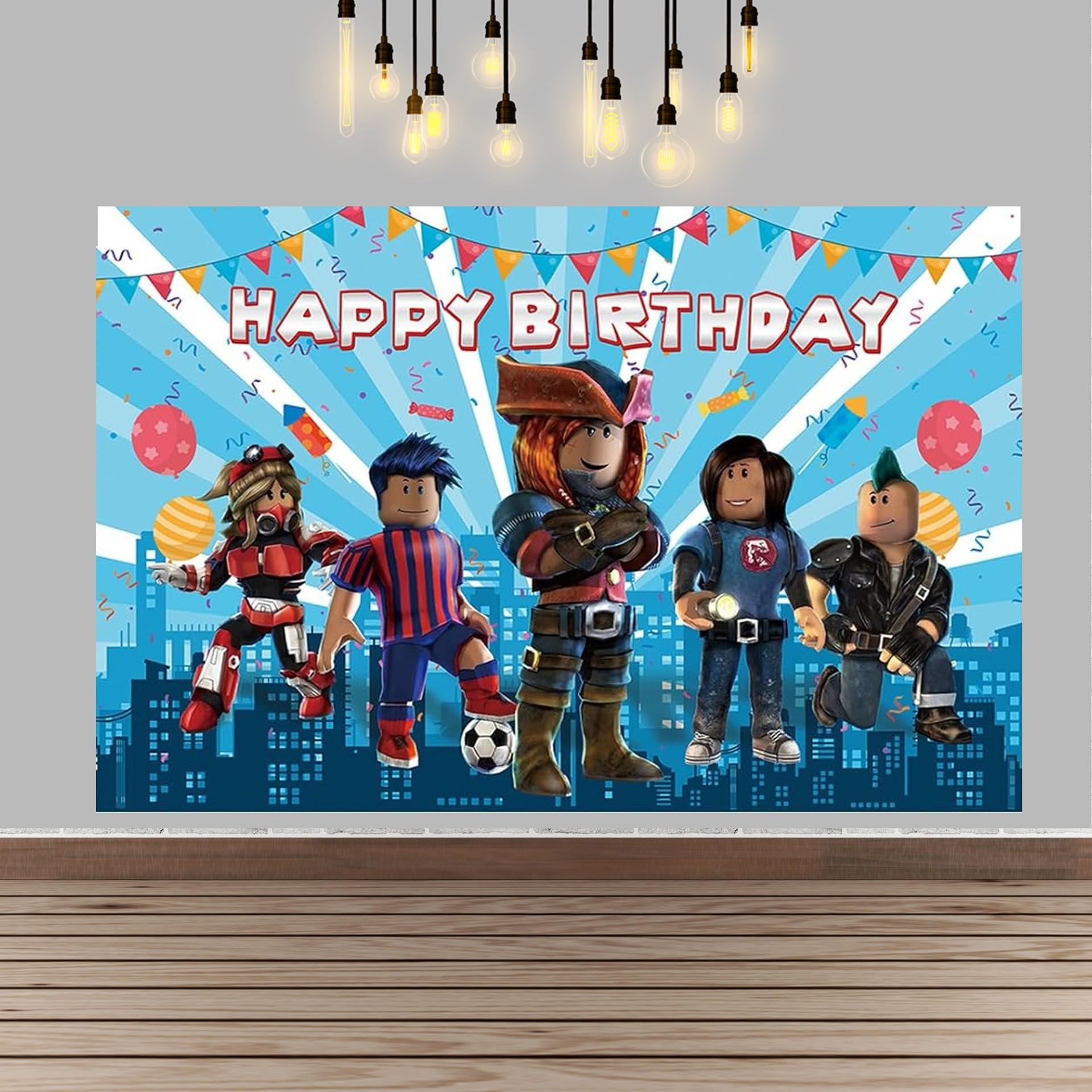 Hilloly Photography Background, Birthday Party Backdrop, Roblox Photo Background, Cartoon Party Decoration, Birthday Background