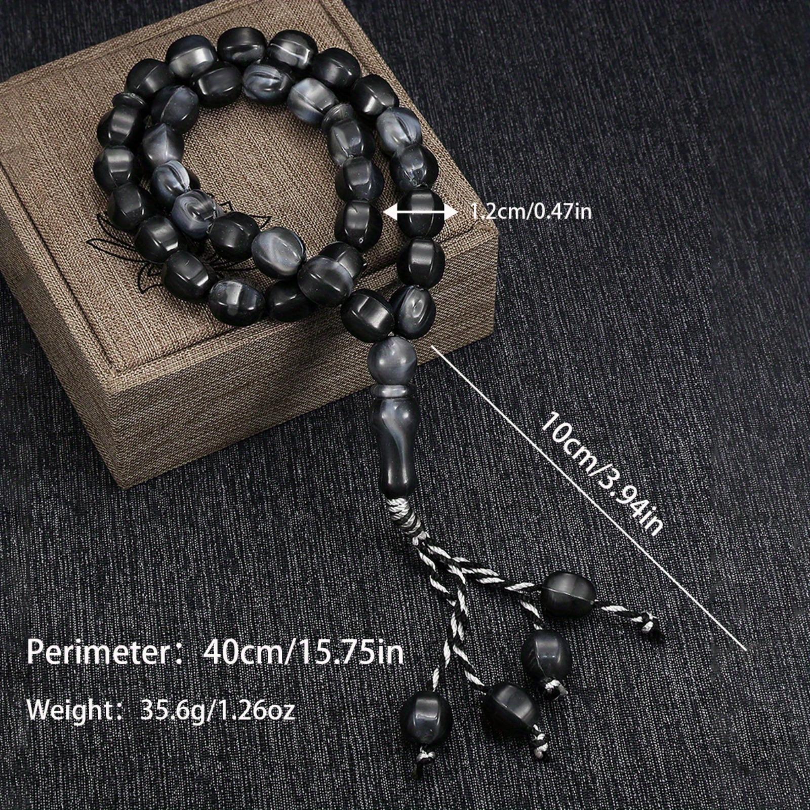 33 Black Angular Acrylic Bead Beads, Hand Knotted Islamic Prayer Beads, Bracelet, Stackable for Wearing, Ramadan, Prayer Accessories and Accessories