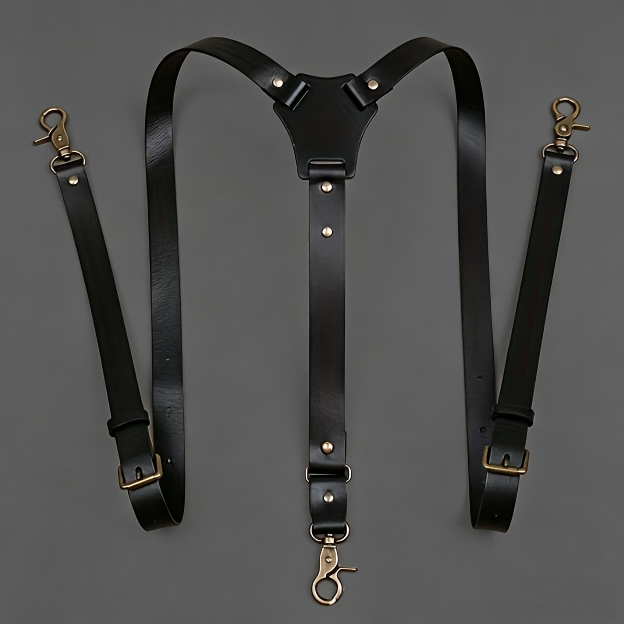 Men's PU Leather 3-Button Suspenders
