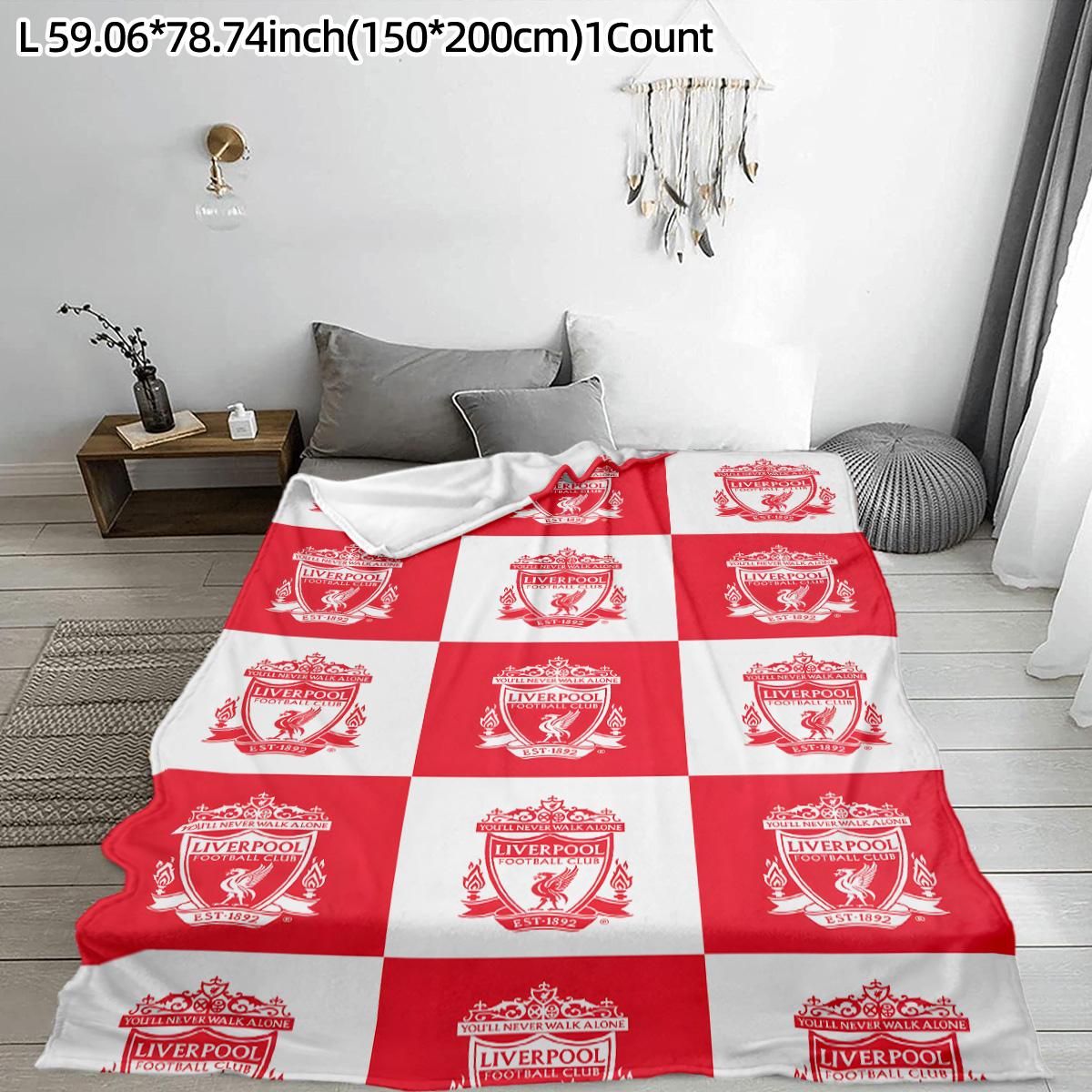 Liverpool Football Club Logo Flannel Blanket, Soft Skin-Friendly Material, Warm & Cozy Design, Perfect Gift for Fans