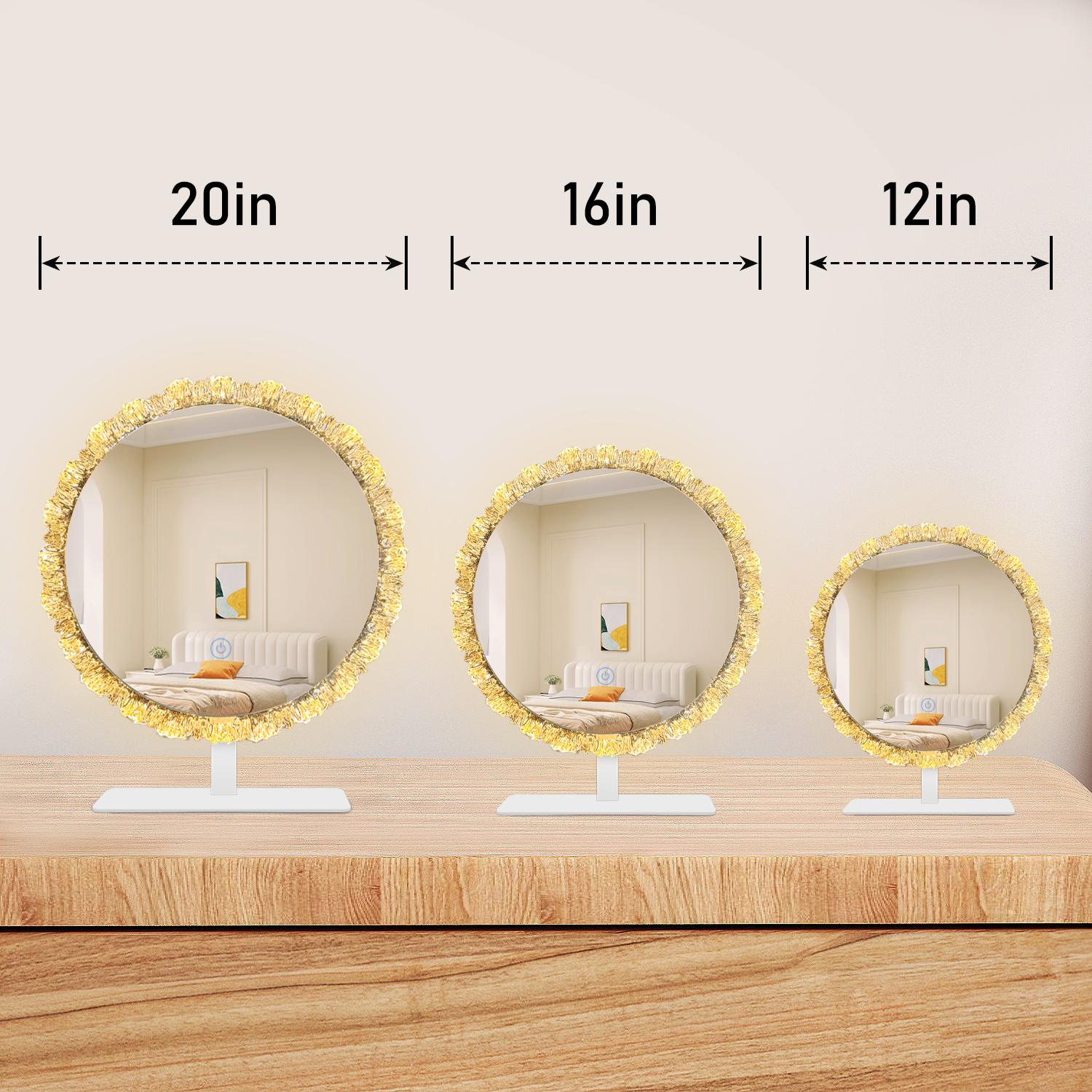 GALENTAL LED Vanity Mirror with Light, Round Bathroom Mirror With Touch Screen Control, LED Desktop Makeup Mirror, Circle Bathroom Mirrors For Over Sink,  Adjustable Brightness, 3 CCT, Round Mirrors For Decor, Bedroom