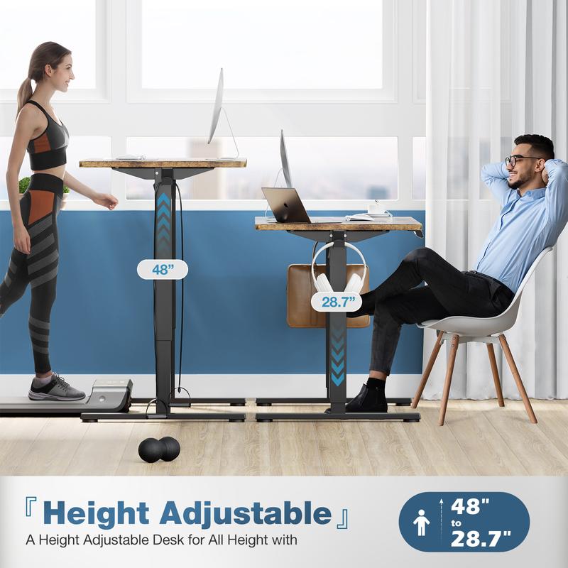 RIMIKING Smart Adjustable Standing Desk with Memory Control,Height Adjustability,Multi-Function Control Panel,Eco-Friendly Desktop,Spacious Workspace,Versatility,Convenient Add-Ons, ELT