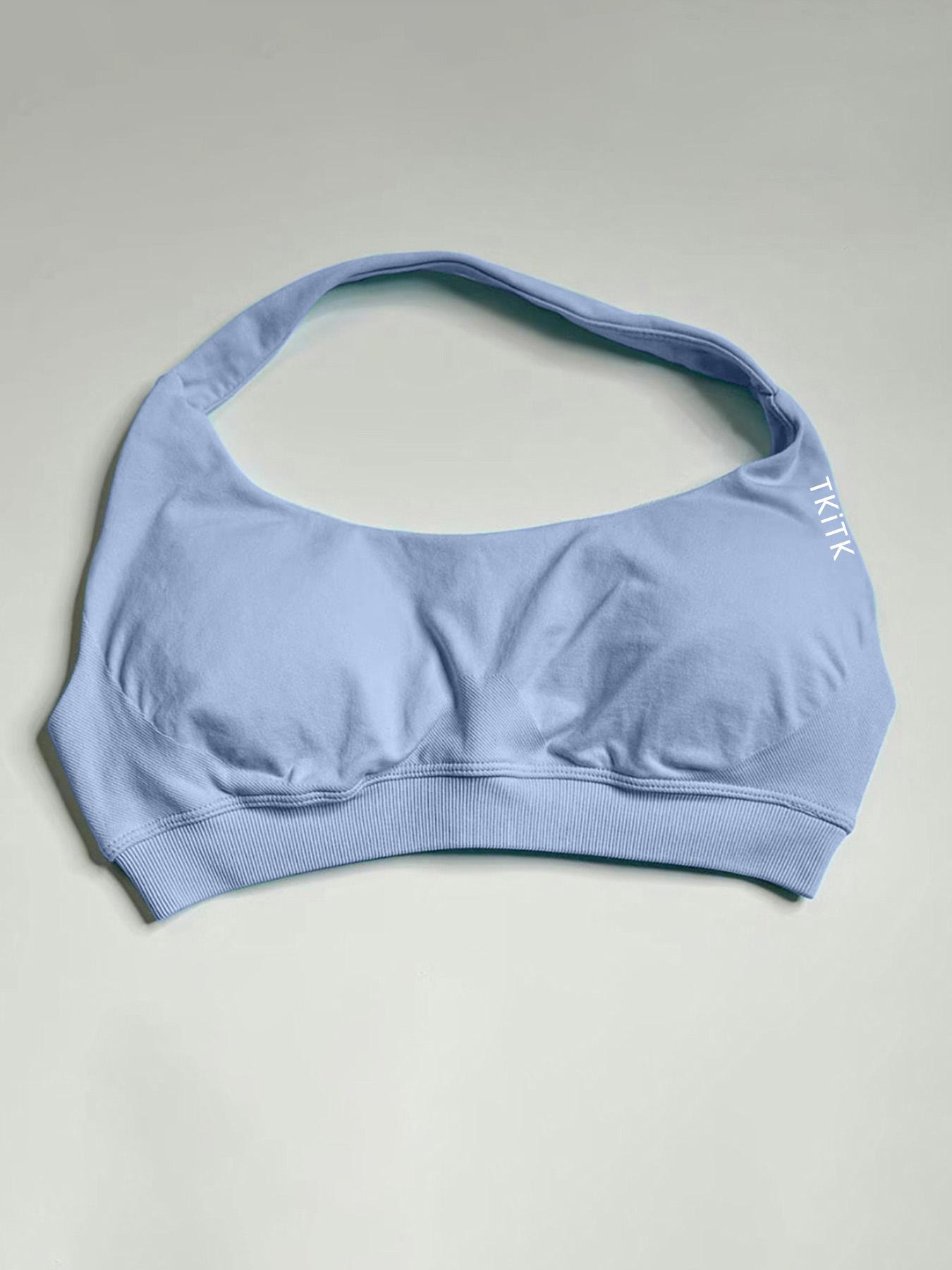 Women's Soft Seamless Sports Bra, Slim-Fitting Letter Pattern Sportswear for Daily Wear, All-Season Clothing for Fitness, Yoga and Running