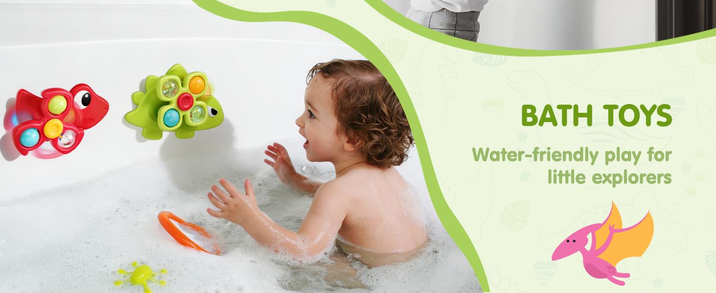 3PCS Dinosaur Suction Cup Toys for 1 Year Old Boys Girls |     Sensory Baby Bath Toys for Toddlers 1-3 |     Infant Travel & Window Toys |     BirthdayBest-selling accessories