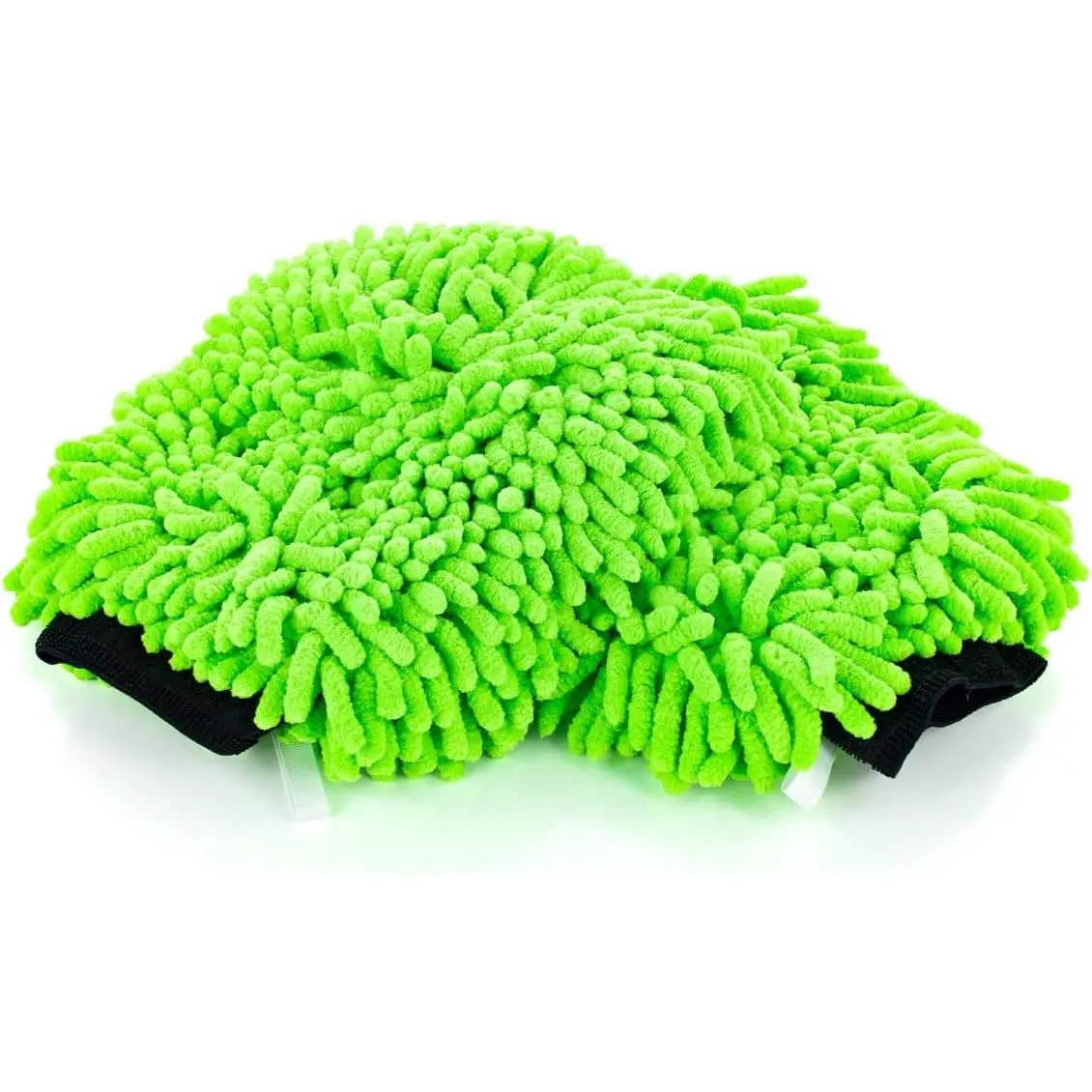 -  Chenille Microfiber Knobby Wash Mitts -  for  Washing and Detailing; Scratch-Free, Lint-Free, Double-Sided, Plush, and Absorbent; Lime Green (2-Pack)