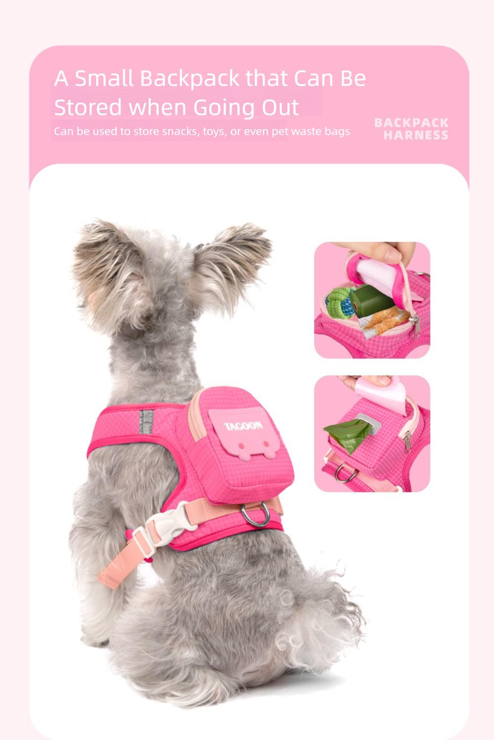 Pet Backpack & Leash Combo: Anti-Escape Harness and Leash for Outdoor Walks - Convenient, Portable Pet Carrier