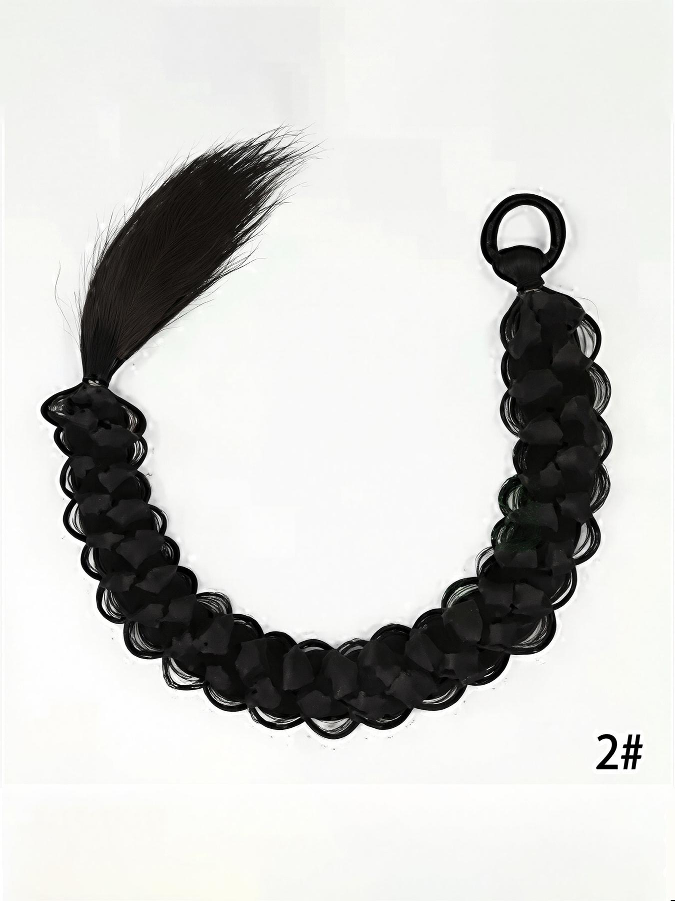 Women's Synthetic Long Twist Braid Ponytail Extension, 24-Inch Rubber Band Wig for Daily Use & Special Occasions, All-Season Hair Accessory, Synthetic Braids, Synthetic Braided Wigs