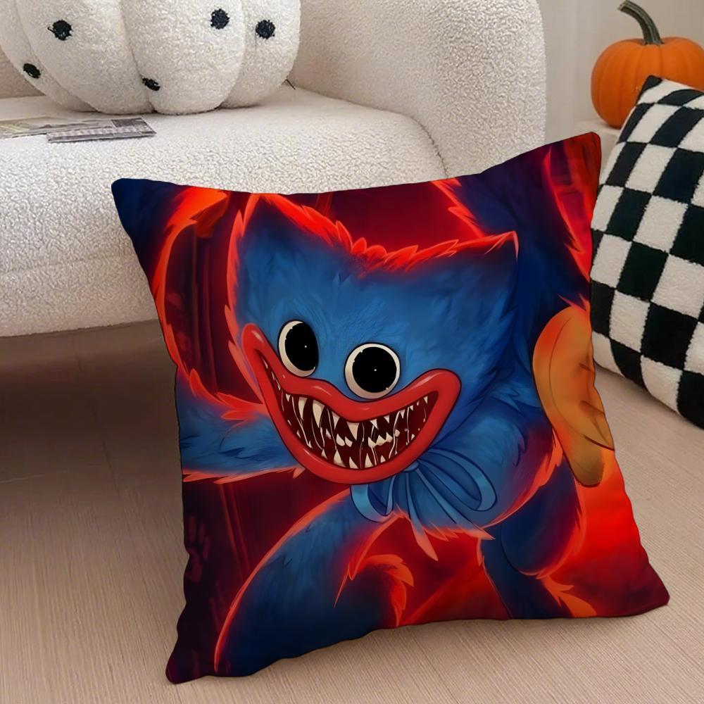 Hot Classic Horror Eerie American Video Game P-Poppy Playtime Pillow Case Anti-dustmite Pillowcase  Sofa Cushion Cover with Invisible Zipper Silky Short Plush Polyester Microfiber Fabric White Available in Standard Queen King Sizes for Home Bed Use
