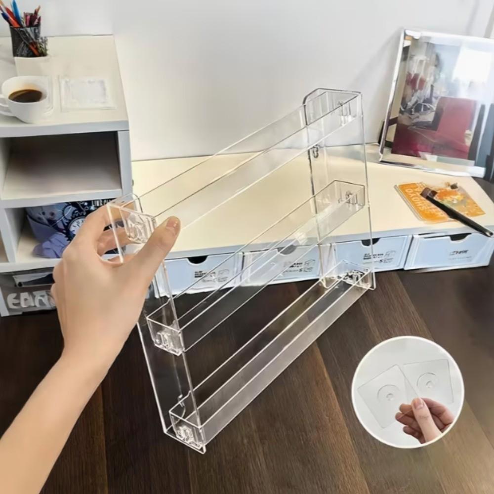 Transparent Acrylic Wall Mount Display Rack, No Drilling Floating Storage Shelf, for Trading Cards, Kpop Stickers, Dorm Room Decor