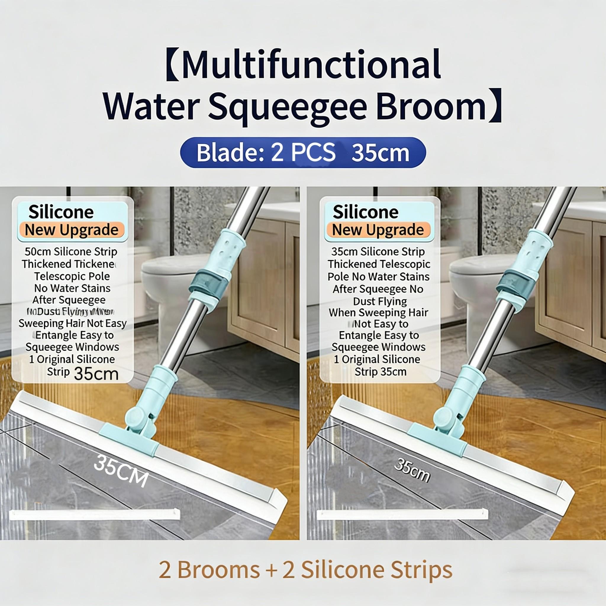 Home Extendable Silicone Magic Broom, Multi-Functional Dry Wet Use Scraper, Ergonomic Handle, Quick Drain Dust-Free Cleaning Tool