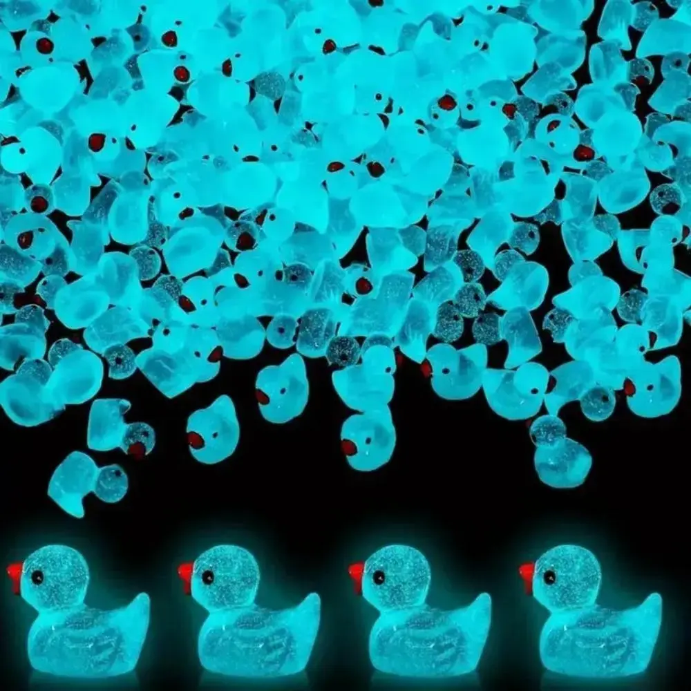 50-Piece Blue Mini Resin Ducks, Cute Glow in the Dark Ornaments for Aquarium & Garden Crafts, Halloween & Christmas Gift for Children, Synthetic, Set Pack, 50Pcs, Fish Tank Decorations, Miniature, Durability, Family-Friendly Gift, Duck Shape, No Wood Mate