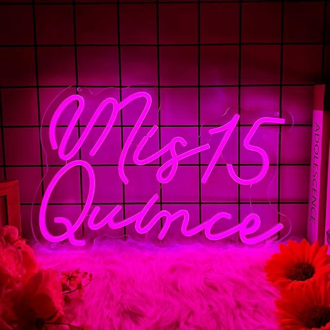 Moneter Mis 15 Quinceanera Neon Signs for Wall Decor Neon Lights for Bedroom Led Signs Suitable for Quinceanera Christmas Birthday Party Unique Gift for Girls