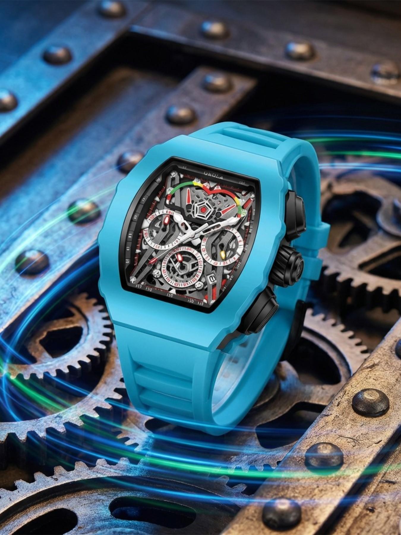 Onola Fashion Men's Quartz Watch, Multi-Function Timer, Waterproof Glowing Sports Watch for Outdoor Use, Perfect Gift for Any Occasion, Skeleton Watches