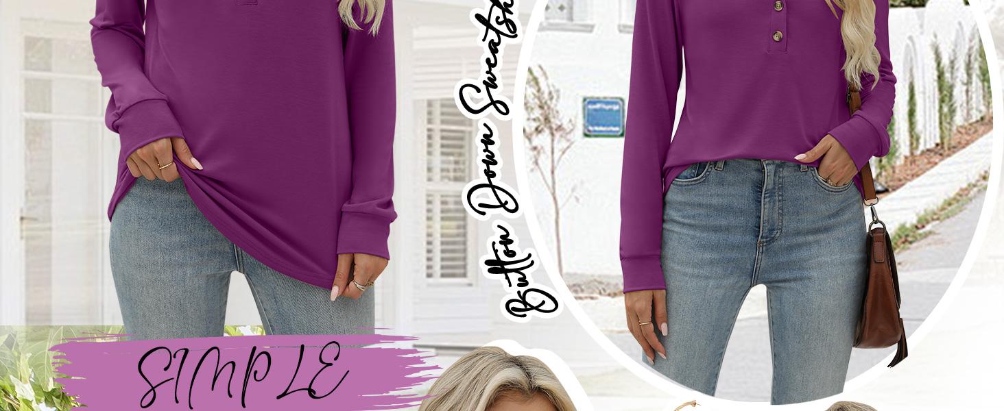 ANRABESS Womens Long Sleeve Henley Tops V Neck Dressy Casual Loose Fit Shirts Fall Flowy Blouses 2025 Trendy Clothes