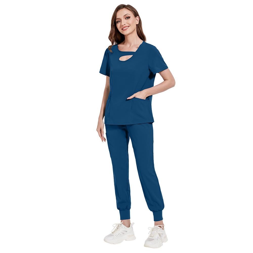 Frosted Set Doctor and Nurse Uniform Nursing Home and Beauty Salon Workwear Operating Room Outfit Frosted Texture, Skin-Friendly and Breathable Suitable for Daily Wear in Hospitals Nursing Homes Beauty Salons and Operating Rooms