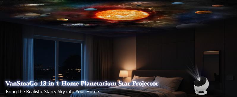 Galaxy Projector 13 in 1 Planetarium Star Projector Realistic Starry Sky Night Light with Solar System Constellation Moon for Kids Adults Bedroom Ceiling Home Theater Living Room Decor Led Multicolor