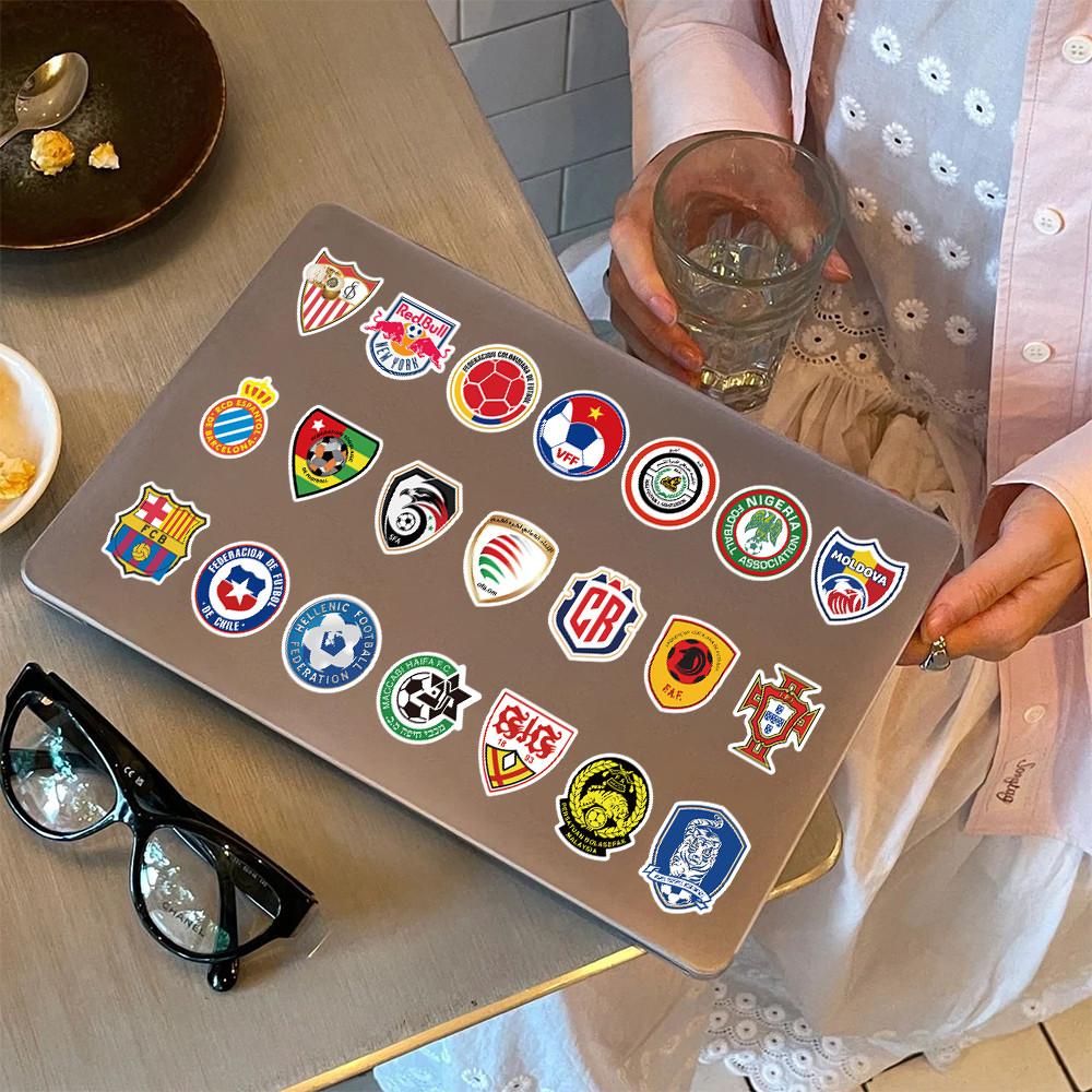 60 Sheets Football Team Logo Stickers, Sports Soccer Club Decals for Phone Case Laptop Water Bottle Decor