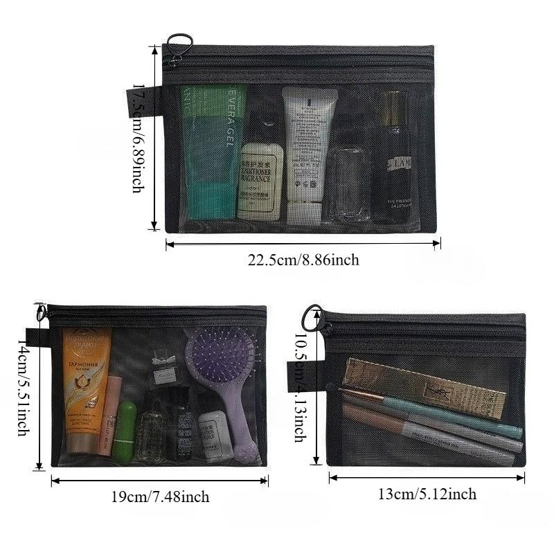 Travel Makeup Bag Organizer, Transparent Mesh Large Capacity Lipstick Holder, Portable Simple Bathroom Kit Storage Bag