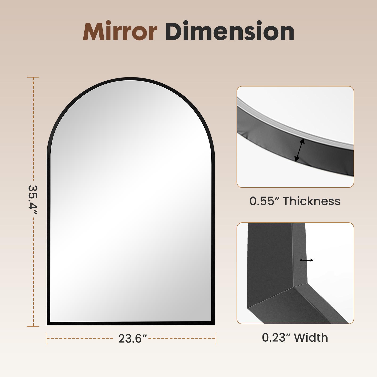 Arched Anti-Fog Bathroom Mirror, 30x20 / 35x24 / 37x26 Inch Options, Rustproof Aluminum Frame, HD Explosion-Proof Glass, Elegant Wall Mirror for Entryway, Living Room, Cafe (Golden/Black) | #HomeDecor