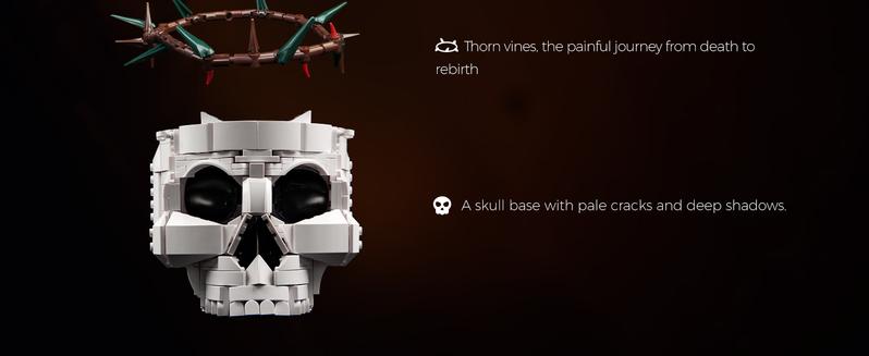 Supreowls Skull Roses Flower Bouquet Building Set, Botanical Collection Kit for Adult Women, Gift for Valentines Day for Her/Girlfriend/Mom/Wife/Couple, Goth Horror Skeleton Pot Home Table Decor Aesthetic