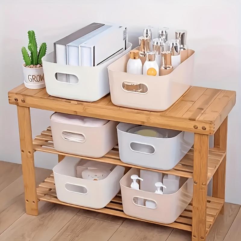 10-Piece Plastic Storage Box Set, Stackable Baskets with Hollow Handles, Ideal for Cosmetics, Snacks, Kitchen, Bathroom, Dormitory