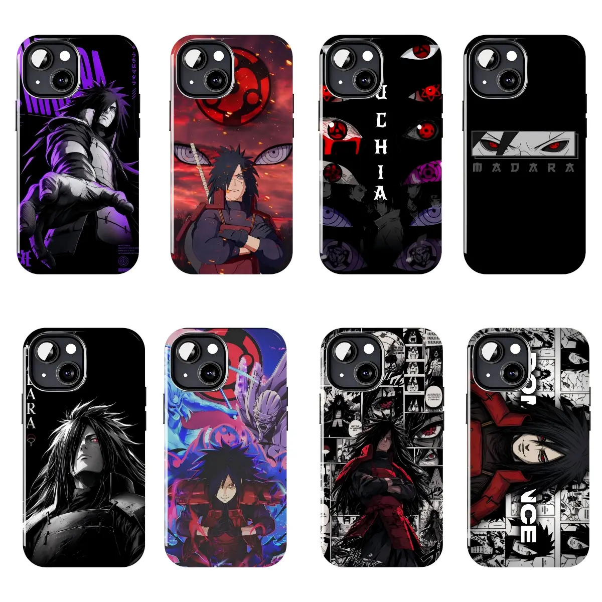 Naruto Madara Uchiha Phone Case, Anime Sharingan Character Design, Uchiha Clan Dark Aesthetic Artwork, Japanese Ninja Manga Style Protective Phone Cover Compatible with iPhone 11–17 Pro Max/Plus series and Samsung Galaxy S23–S25 series.