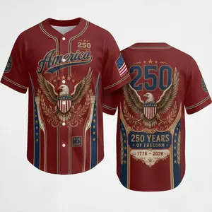 USA 250th Anniversary Baseball Jersey, Semiquincentennial 1776-2026 Shirt, USA Patriotic Eagle Printed Jersey - Multiple Color Options