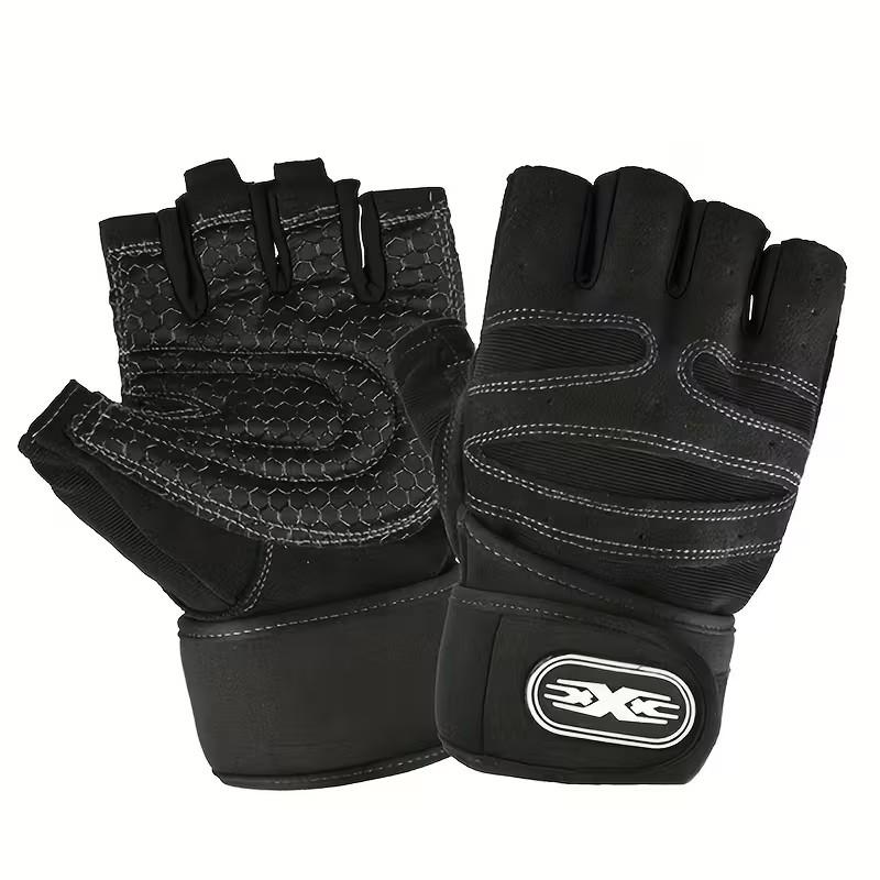 Half-Finger Gym Gloves - Black, Red & Blue Workout Gloves for Men & Women, Ideal for Cycling, Weightlifting & Fitness Enthusiasts, Sports Gloves, Fitness Exercise Accessories | Gloves | Durable Woven Fabric