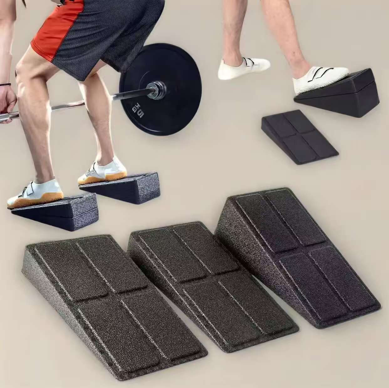 Squat Wedge Blocks, 3 Counts Non-slip Incline Boards, Foot Wedge Foam Incline Boards,Leg Extensions for Home Workouts, Calf Stretch,Heel Squats,Yoga Equipment，Gym Adjustable Stacking Knee Protection pilates board at home