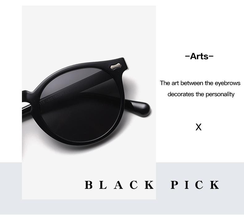 Retro Round Sunglasses Men Women Fashion Small Polarized Sun Glasses For Male Female Literary Vintage Shades Driving Eyeglasses Trendy Vintage Sunglasses