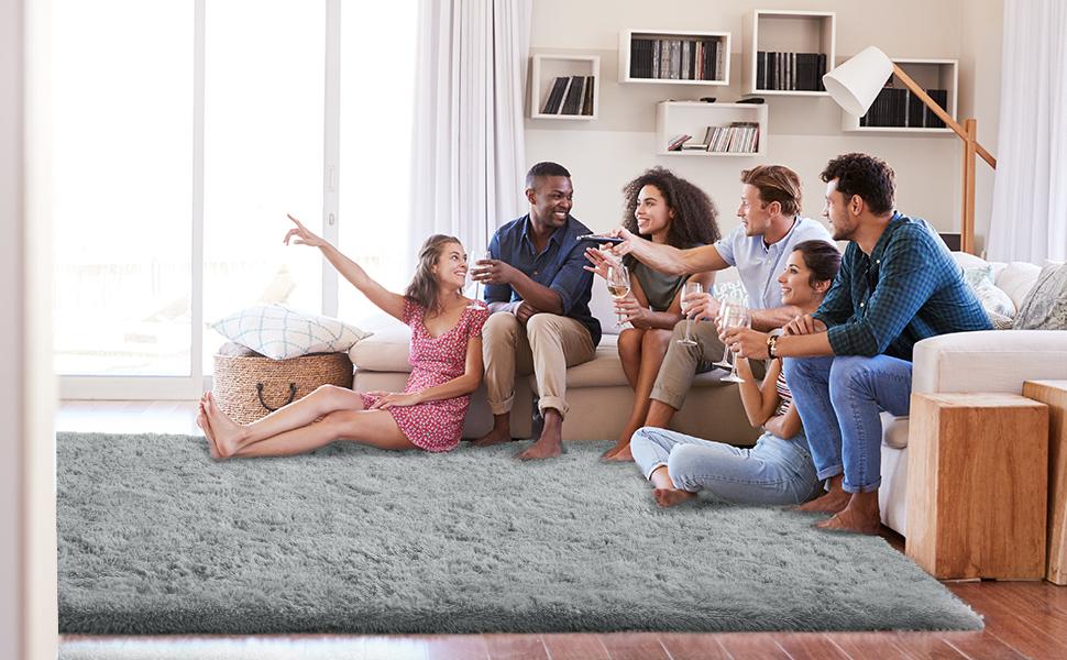 LOCHAS Ultra Soft Indoor Modern Area Rugs Fluffy Living Room Carpets for Children Bedroom Home Decor Nursery Rug Non-slip, Anti-skid,Gifts for friends