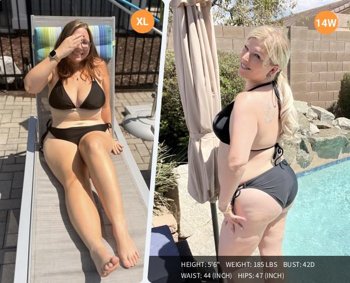 Daci Women Plus Size Triangle Bikini Sets Two Piece Double Straps Halter Swimsuit Side Tie String Sexy Bathing Suits