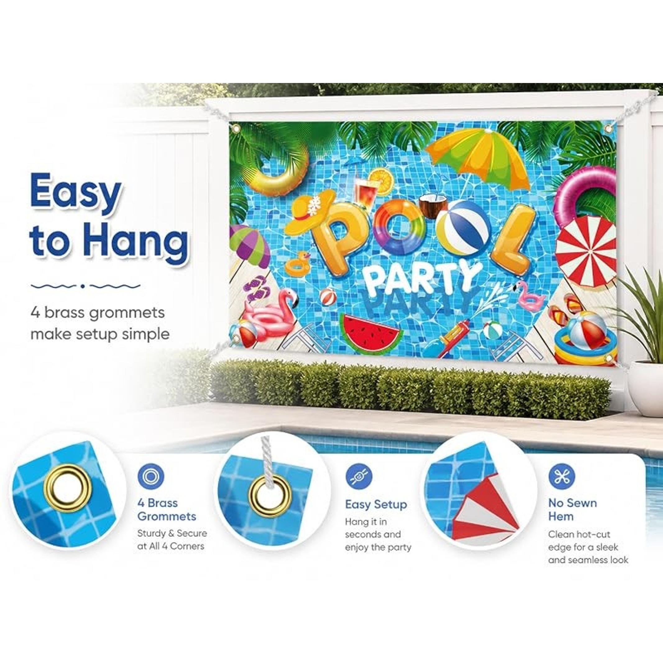 Summer Swimming Pool Party Photo Booth Backdrop Banner, 71 x 43 Inch Birthday Decoration Summer Swimming Pool Party Photo Booth Backdrop Banner, 71 x 43 Inch Birthday Decoration