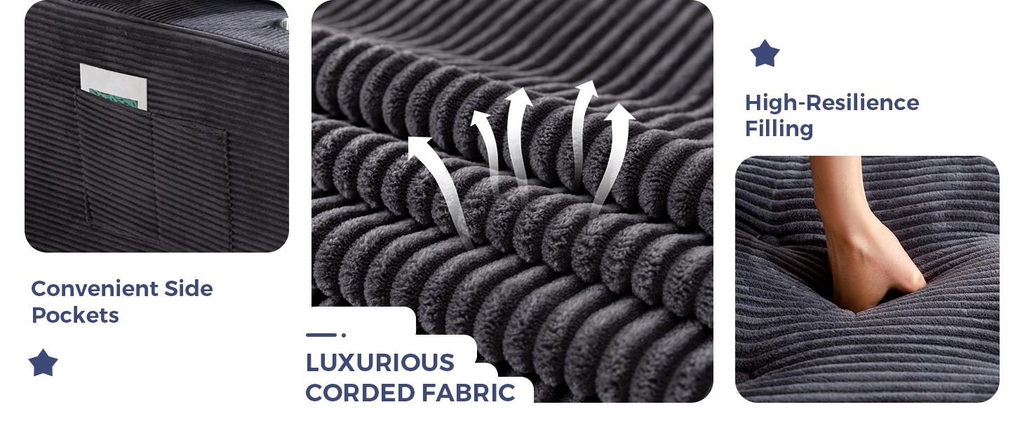 MAXYOYO Modular Sectional Sofa Couch, L Shaped Modern Cloud Couch with 1 Ottoman, Sofa in A Box, Tufted 4-Seat Boneless Sleeper Chair for Living Room, No Assembly Required