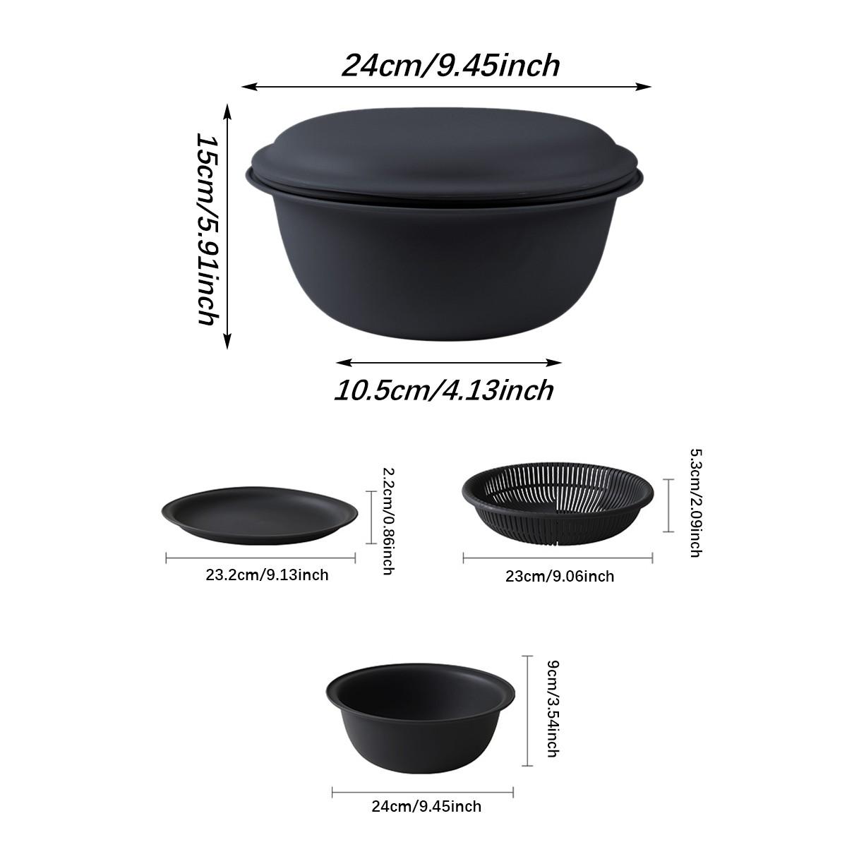 3-Layer Multi-functional Drain Basket - Microwave Safe Vegetable & Fruit Colander, Versatile Kitchen Strainer Set for Food Prep